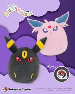 Pokémon Center adds Espeon and Umbreon Squishmallows with exclusive patches