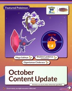 All major featured Pokémon, Max Battles, Mega Raids, five-star Raids, Shadow Raids, in-game events, Raid Hours and Spotlight Hours revealed as part of Pokémon GO’s October 2026 content update